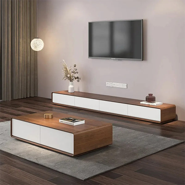 Korbe Tv Stand | Small |Walnut & White