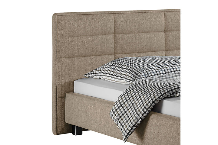 Case Bed Without Storage | King | Light  Brown Fabric Upholstery