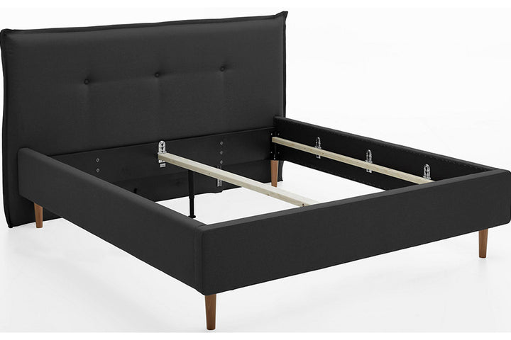 Devon Bed Without Storage | King | Black Fabric Upholstery