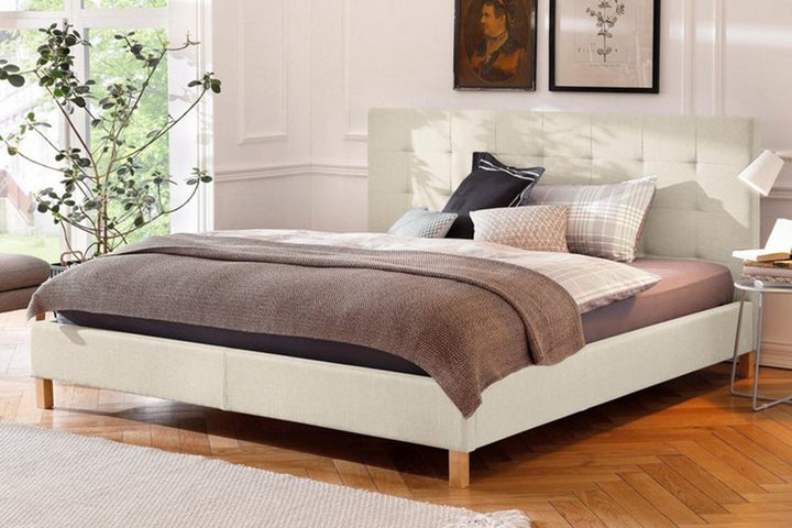 Spatium Bed Without Storage | King | Cream Olefin Fabric Upholstery