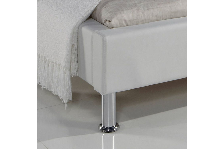Heera Moti | Issac Bed Without Storage | King | White Leatherette