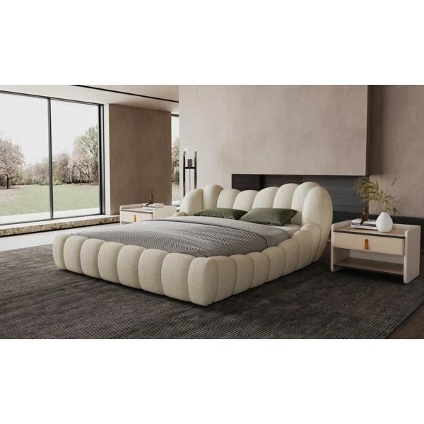 Vivid Bed Without Storage | King | Beige Fabric Upholstery