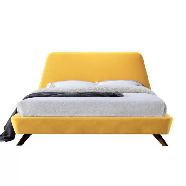 AristoCraft Bed Without Storage | King | Yellow Fabric Upholstery