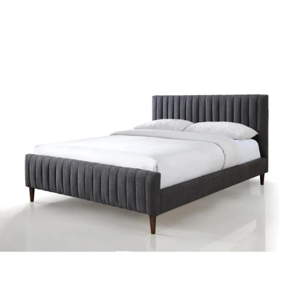 Caspian Bed Without Storage | King | Dark Grey Fabric Upholstery