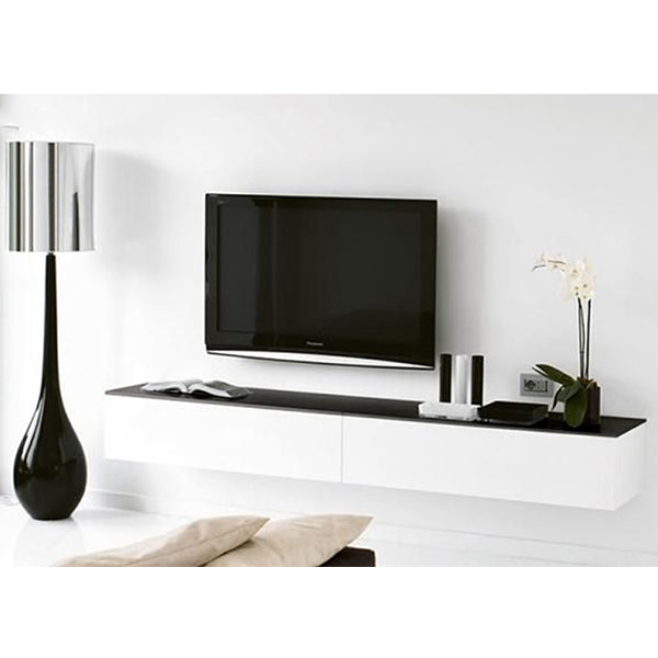 Line Wall Mount TV Unit | White & Black