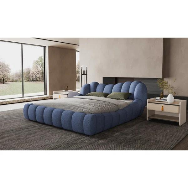 Vivid Bed Without Storage | King | Blue Fabric Upholstery