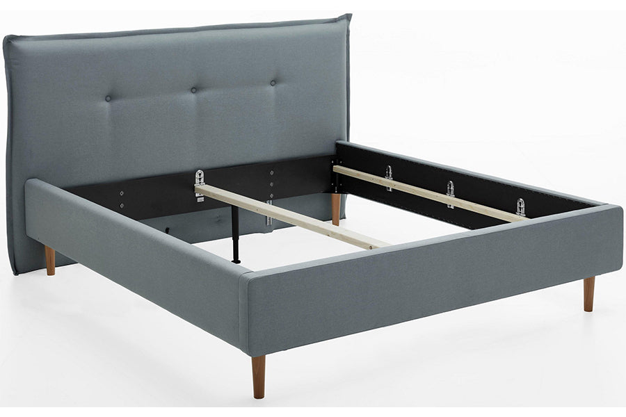 Devon Bed Heera Moti | Devon Bed Without Storage | King | Grey Fabric Upholstery