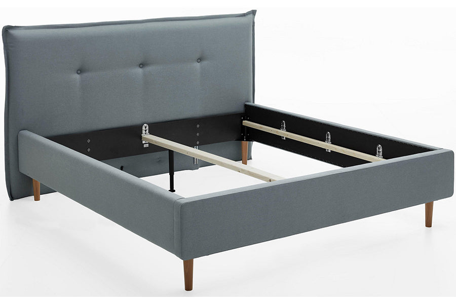 Devon Bed Without Storage | King | Grey Fabric Upholstery