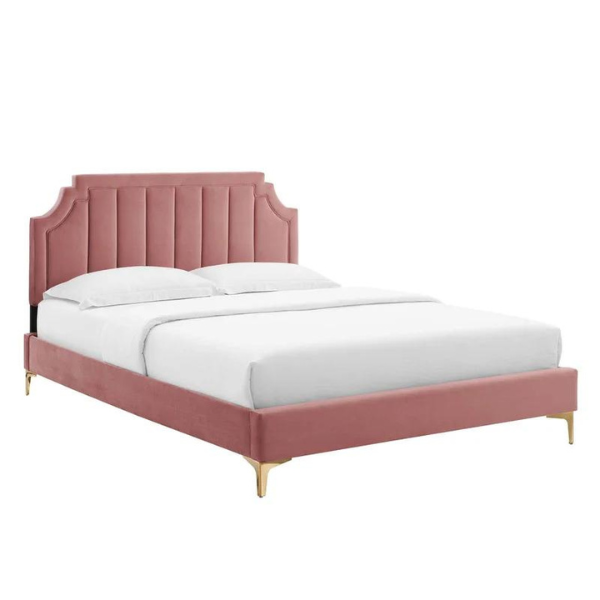 Lunar Lull Bed Without Storage | King | Rose Fabric