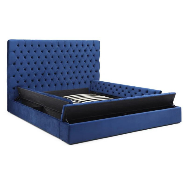 Ruby Rest Bed Without Storage | King | Blue Fabric