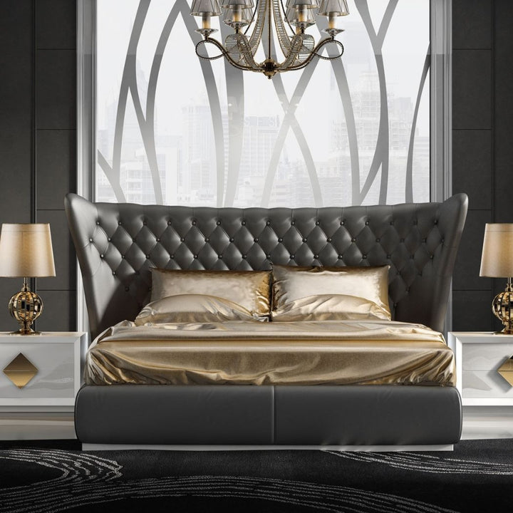 Jameson Bed Without Storage | Queen | Black Leatherette