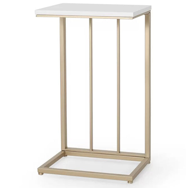 Tall Metal End Table | White