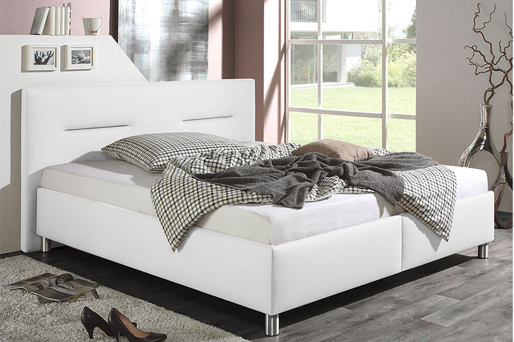 Hezekiah Bed Without Storage | King | White Leatherette