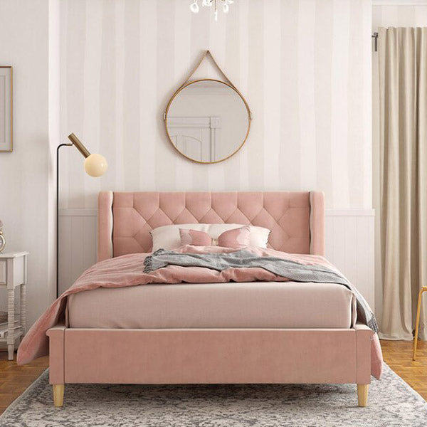 Rory Bed Without Storage | King | Pink Fabric