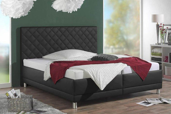 Viribus Bed Without Storage | King | Black Leatherette