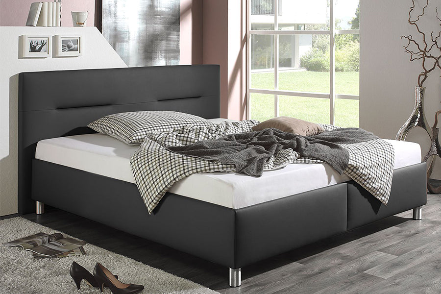 Hezekiah Bed Without Storage | King | Black Leatherette