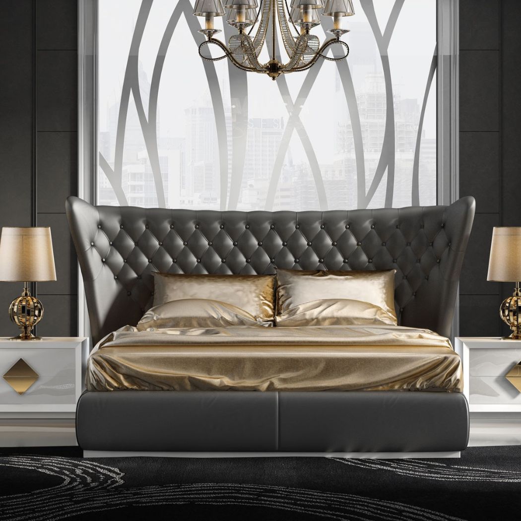 Jameson Bed Without Storage | Queen | Black Leatherette