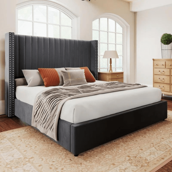 Onyx Bed with Hydraulic Storage | King | Black Fabric