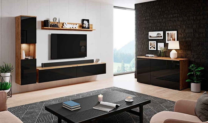 Oxy TV Units Set | Beech & Black