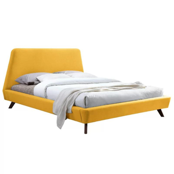 AristoCraft Bed Without Storage | King | Yellow Fabric Upholstery