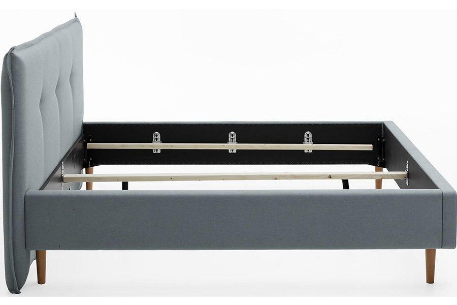 Devon Bed Heera Moti | Devon Bed Without Storage | King | Grey Fabric Upholstery