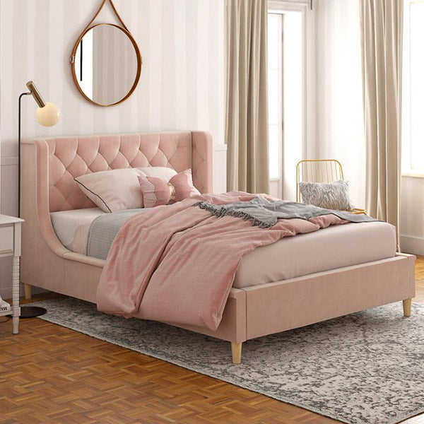 Rory Bed Without Storage | King | Pink Fabric