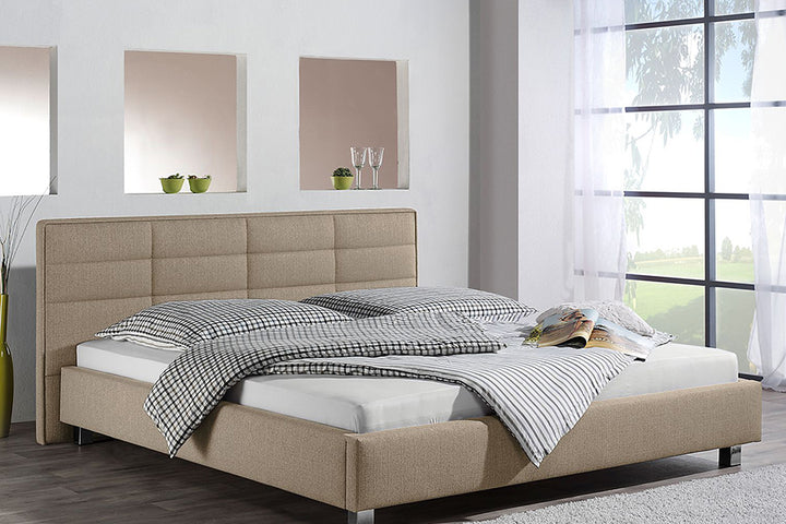 Case Bed Without Storage | King | Light  Brown Fabric Upholstery