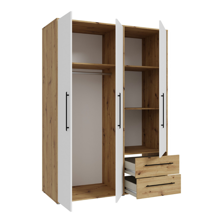 Tyun 3 Door Wardrobe | Beech/White
