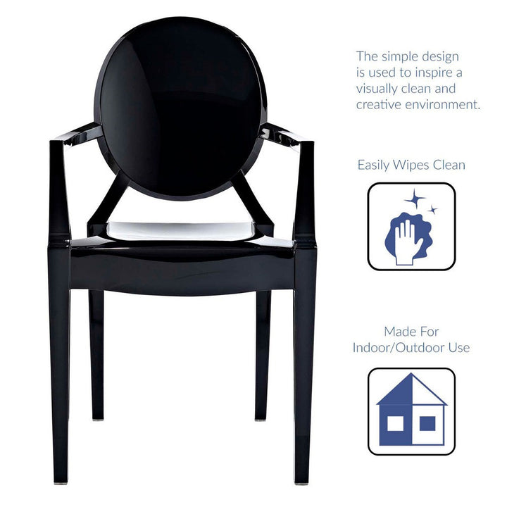 Saskia Arm Acrylic Chair | Black