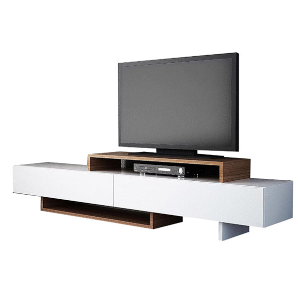 Castle TV Stand | White & Walnut