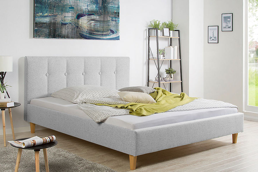 Judah Bed Without Storage | King | Light Grey Fabric