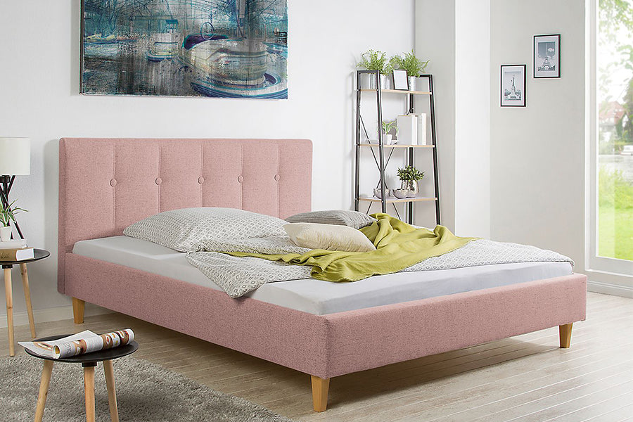 Judah Bed Without Storage | King | Pink Fabric