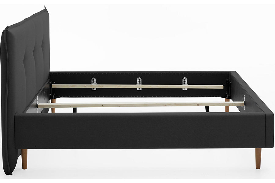 Devon Bed Heera Moti | Devon Bed Without Storage | King | Black Fabric Upholstery