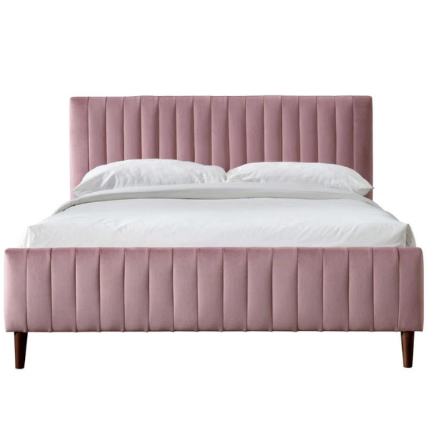 Caspian Bed Without Storage | King | Pink Fabric Upholstery