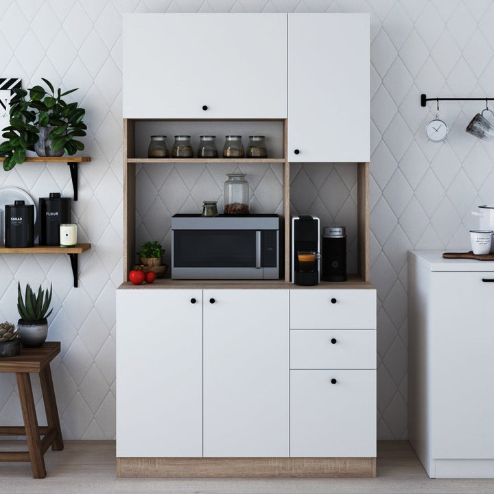 Reko Tall Crockery Unit |White/Beige