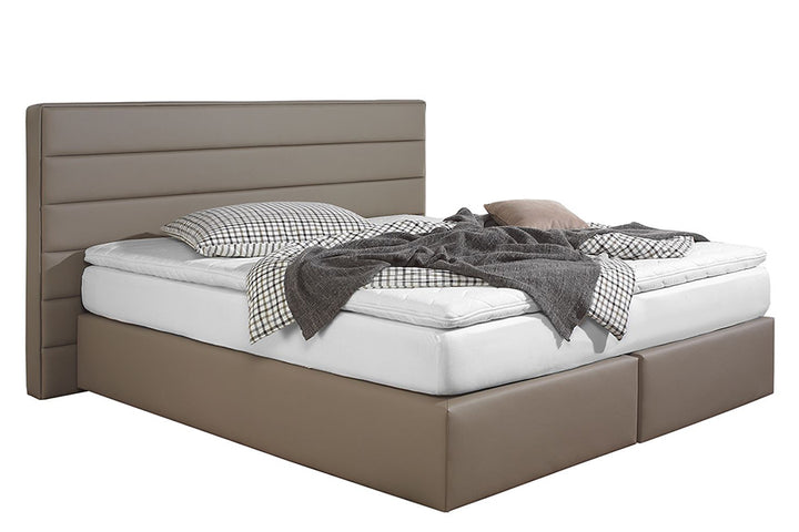 Finnley Bed Without Storage | King | Light Brown leatherette Upholsetry