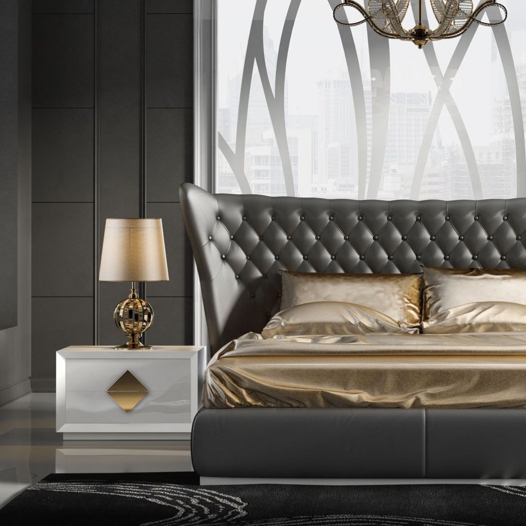 Jameson Bed Without Storage | Queen | Black Leatherette