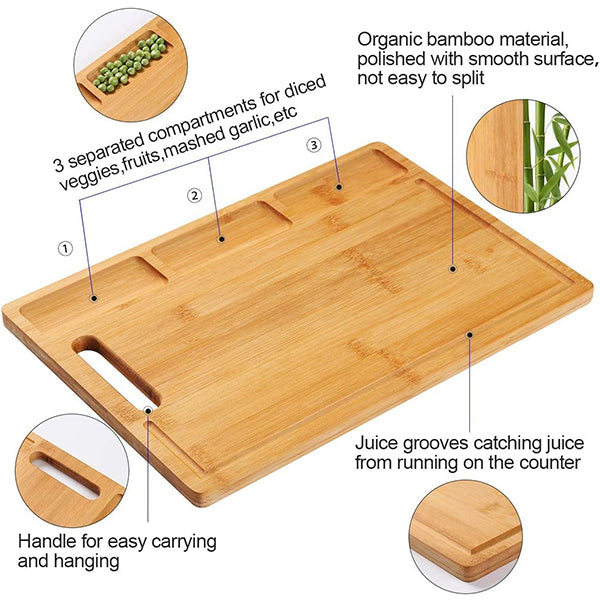 Juice Grooves Chopping Board | Rubberwood | Large