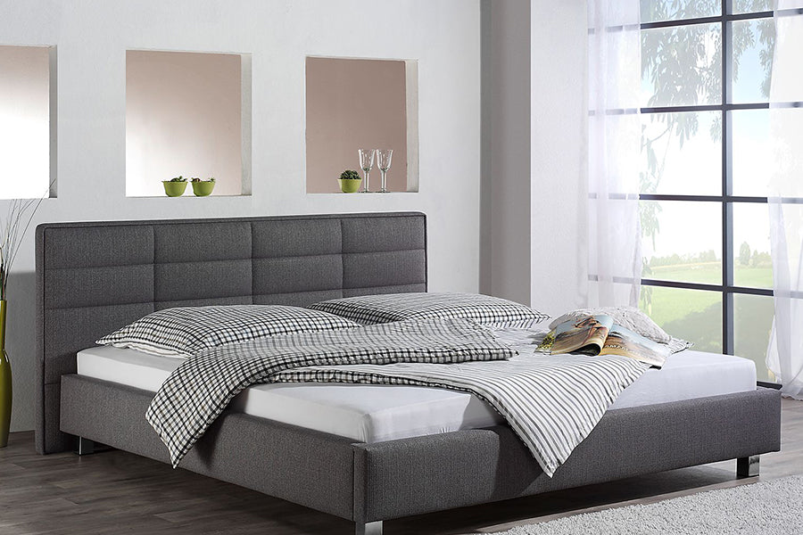 Case Bed Without Storage | King | Grey Fabric Upholstery