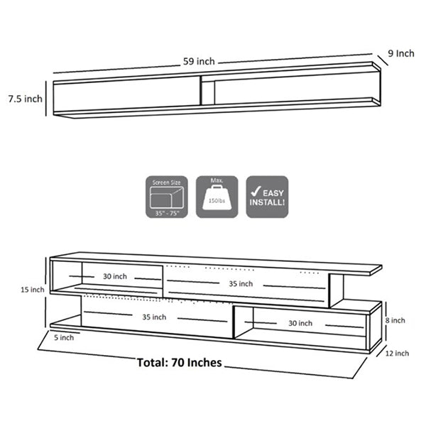 2 Part TV Stand | White & Beige