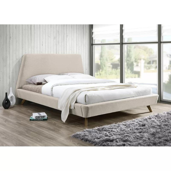 AristoCraft Bed Without Storage | King | Beige Fabric Upholstery