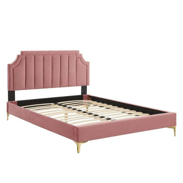 Lunar Lull Bed Without Storage | King | Rose Fabric