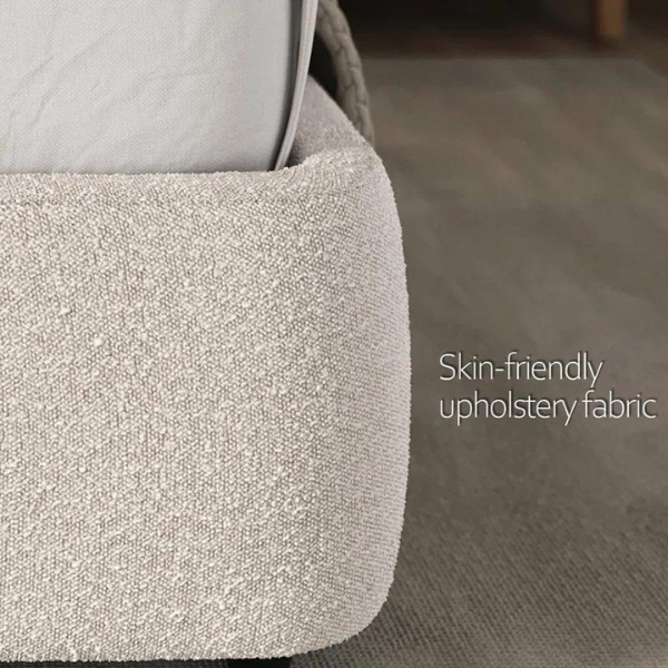 Bianco Bed Without Storage | King | Beige Fabric Upholstery