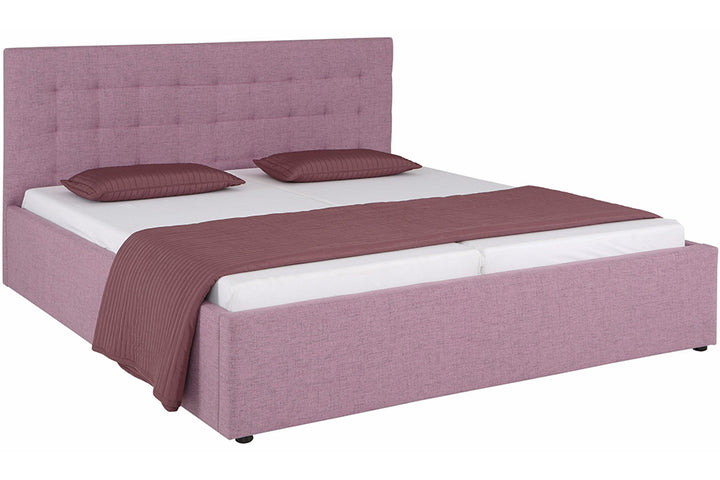 Raylan Bed with Hydraulic Storage | King | Pink Fabric