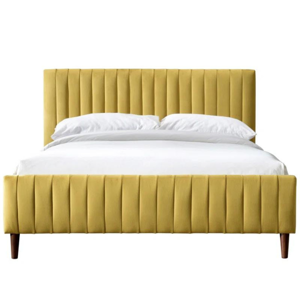 Caspian Bed Without Storage | King | Golden Fabric Upholstery