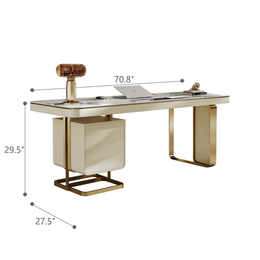 Joon Boss Table | White with Gold accents