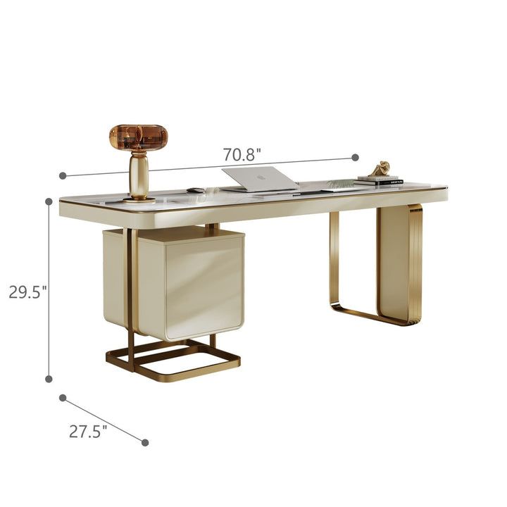 Joon Boss Table | White with Gold accents