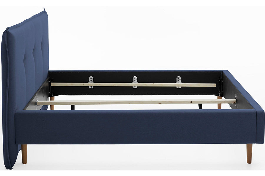 Devon Bed Without Storage | King | Navy Blue Fabric Upholstery