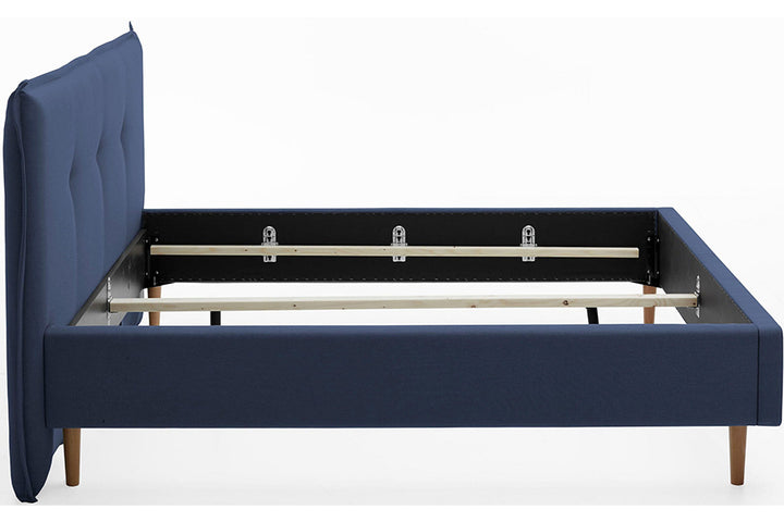 Devon Bed Without Storage | King | Navy Blue Fabric Upholstery