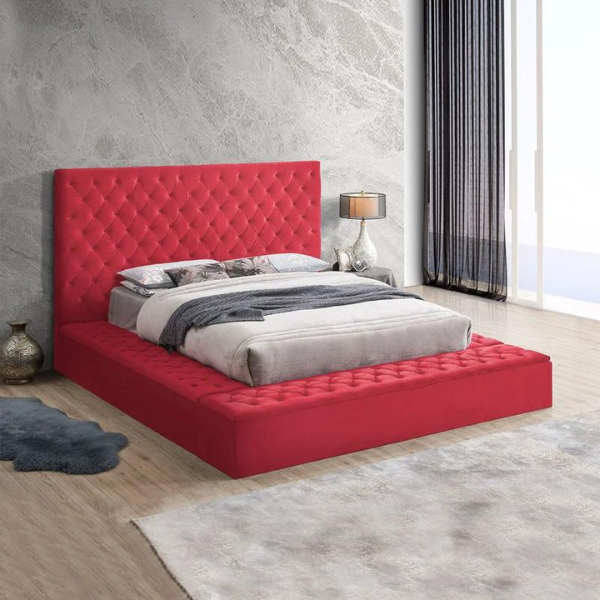 Ruby Rest Bed Without Storage | King | Red Fabric